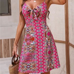 NWOT and Packaging SHEIN Allover Print Tie Front Cami Dress